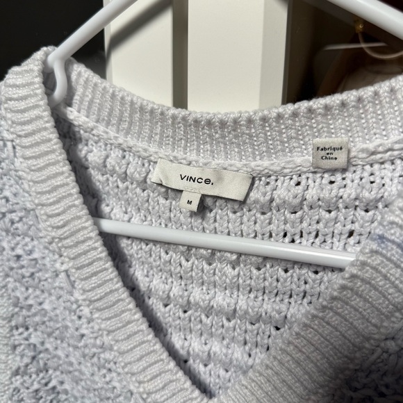 Vince Designer Light Purple Smudged Cropped V Neck Crochet Sweater Vest Size M - Picture 2 of 5